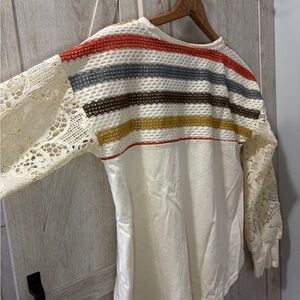 ✨ Mystree Lace Sleeve Striped Top ✨